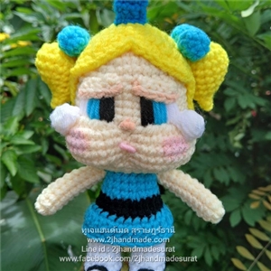 [kc019] พวงกุญแจ ไหมพรม ถักโครเชต์ PowerPuff Girl Bubbles (พร้อมส่ง)
