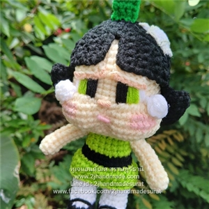 [kc020] พวงกุญแจ ไหมพรม ถักโครเชต์ PowerPuff Girl buttercup (พร้อมส่ง)