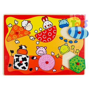 F180 เกมจับคู่สีและรูปทรงภาพสัตว์ (6 ชิ้น)