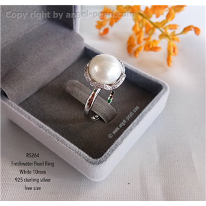 [RS264] แหวนไข่มุกแท้สีขาว&ชมพู ขนาด 10mm 