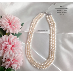 [NW205] สร้อยคอไข่มุกแท้สามสาย Mini Pearl 5-5.5mm โช้คเกอร์