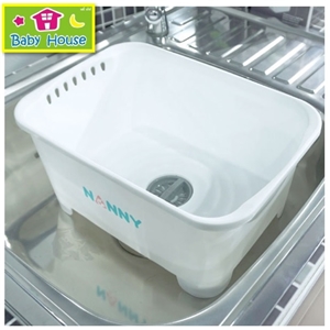 [N3855WH] Nanny อ่างล้างขวดนม อ่างล้างของใช้เด็ก มีที่ระบายน้ำ ไม่ต้องยกเท