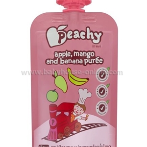 Peachy แอปเปิลผสมมะม่วงและกล้วยน้ำว้าบด ฝาชมพู