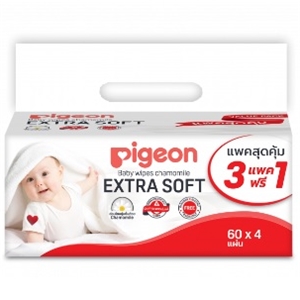 [8851973060995] Pigeonทิชชู่เปียกพีเจ้น Pigeon 60ชิ้น 3แถม1