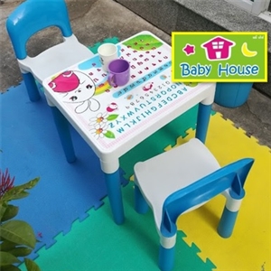 ชุดโต๊ะ+เก้าอี้พลาสติก สีฟ้า/เขียว/ชมพู