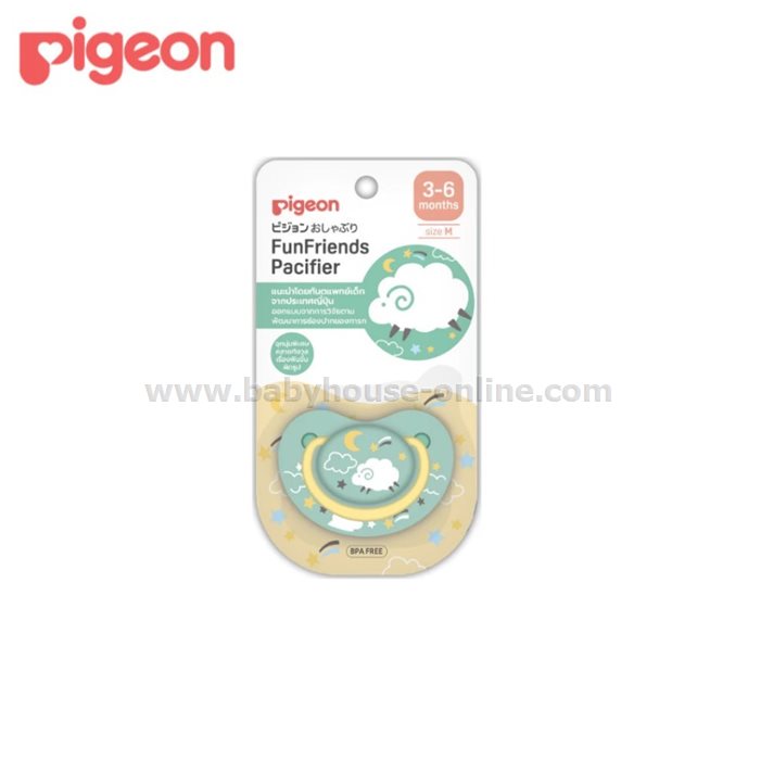 Pigeonจุกหลอกsize M 3-6เดือน FunFriend ลายแกะ เขียว