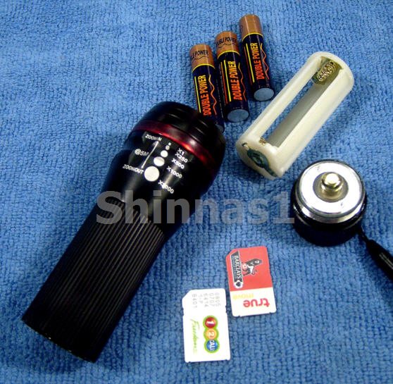 ไฟฉายเลนส์ขยายขอบแดง ปรับขนาดแสงไฟได้ มีไฟกระพริบ