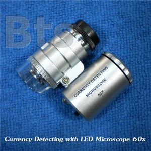กล้อง Mini Microscope ขยาย 60x มีไฟ 3 LED ปรับชัด