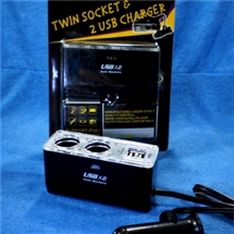 พ่วงจุดบุหรี่ 2 ช่องพร้อมพอร์ตชาร์ทแบบ USB 2 ช่อง สีดำ