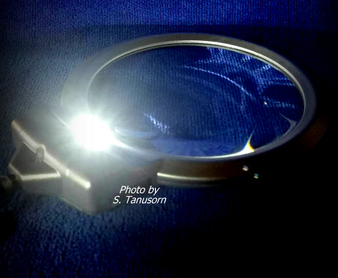 แว่นขยายแบบมีขาหนีบมีไฟ เลนส์ 2x 130 มิล 5x 26 มิล