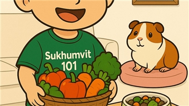 การให้ผักสดหนูแกสบี้