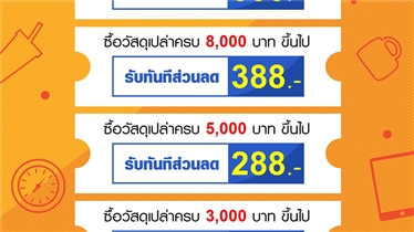  โปรโมชั่น 8.8 ซื้อวัสดุรับส่วนลดท้ายบิลสูงสุด 888 บาท 