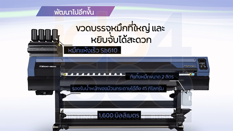 เครื่องพิมพ์ Sublimation Inkjet Large Format Printer MIMAKI รุ่น TS100-1600, เครื่องพิมพ์ภาพลงวัสดุ, Inkjet Large Format Printer Mimaki TS100-1600, เครื่องพิมพ์หน้ากว้าง, เครื่องพิมพ์ mimaki, เครื่องพิมพ์ Sublimation Ink Jet, เครื่องพิมพ์ซับบลิเมชั่น