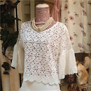 [ฺB0260] เสื้อลูกไม้แขนผ้าชีฟอง