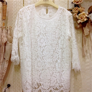 [b0273] เสื้อลูกไม้แขนสามส่วน เนื้อผ้านุ่มลายลูกไม้สวย