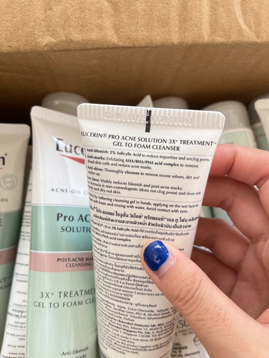 Eucerin Pro Acne Solution 3X Treatment Gel To Foam Cleanser 150ml.