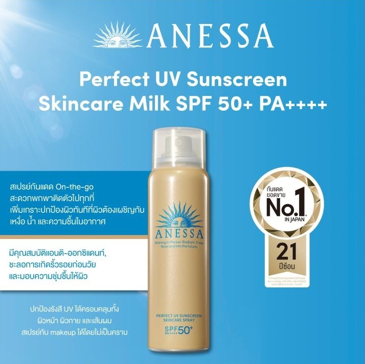 แบบกล่องสเปรย์ Shiseido Anessa Perfect UV Spray Sunscreen SPF50+ PA++++ ปริมาณ 60g.