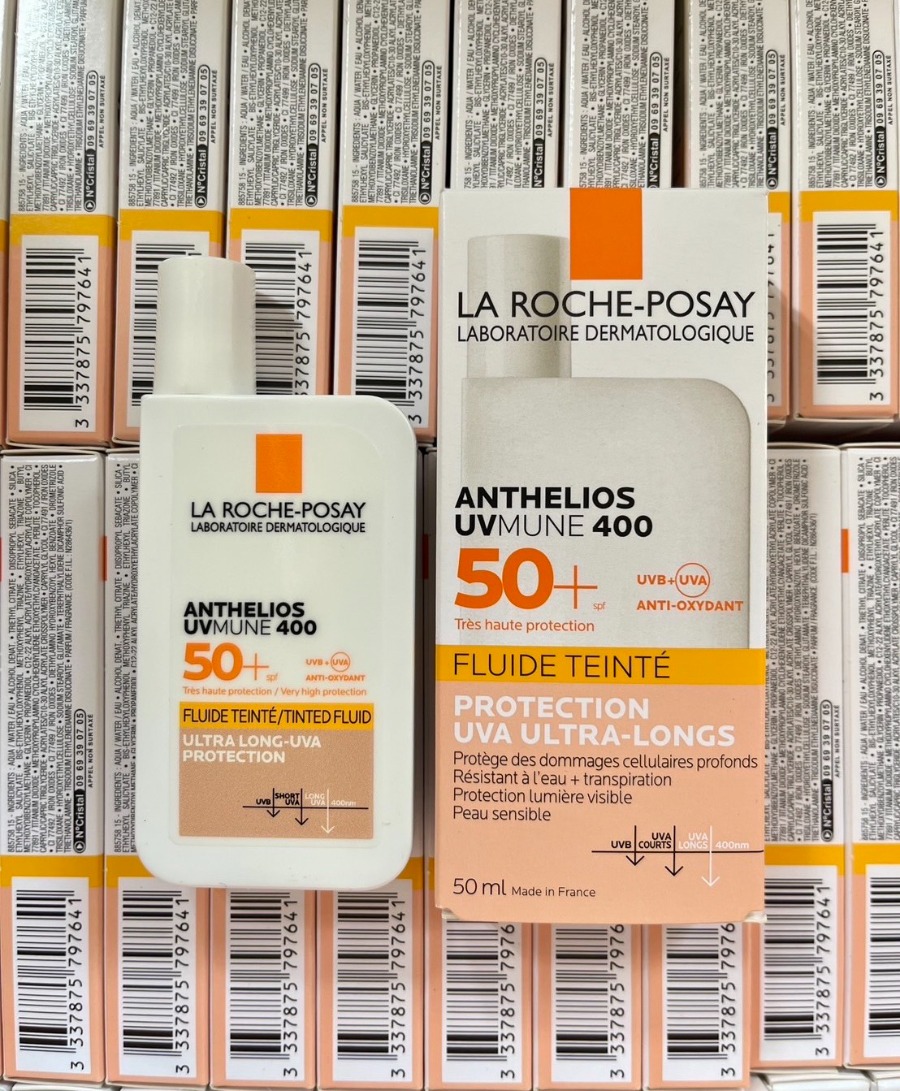 กล่องแบน/สีเนื้อ La Roche Posay Anthelios UVmune 400 Tinted Fluid SPF50+ 50ml.