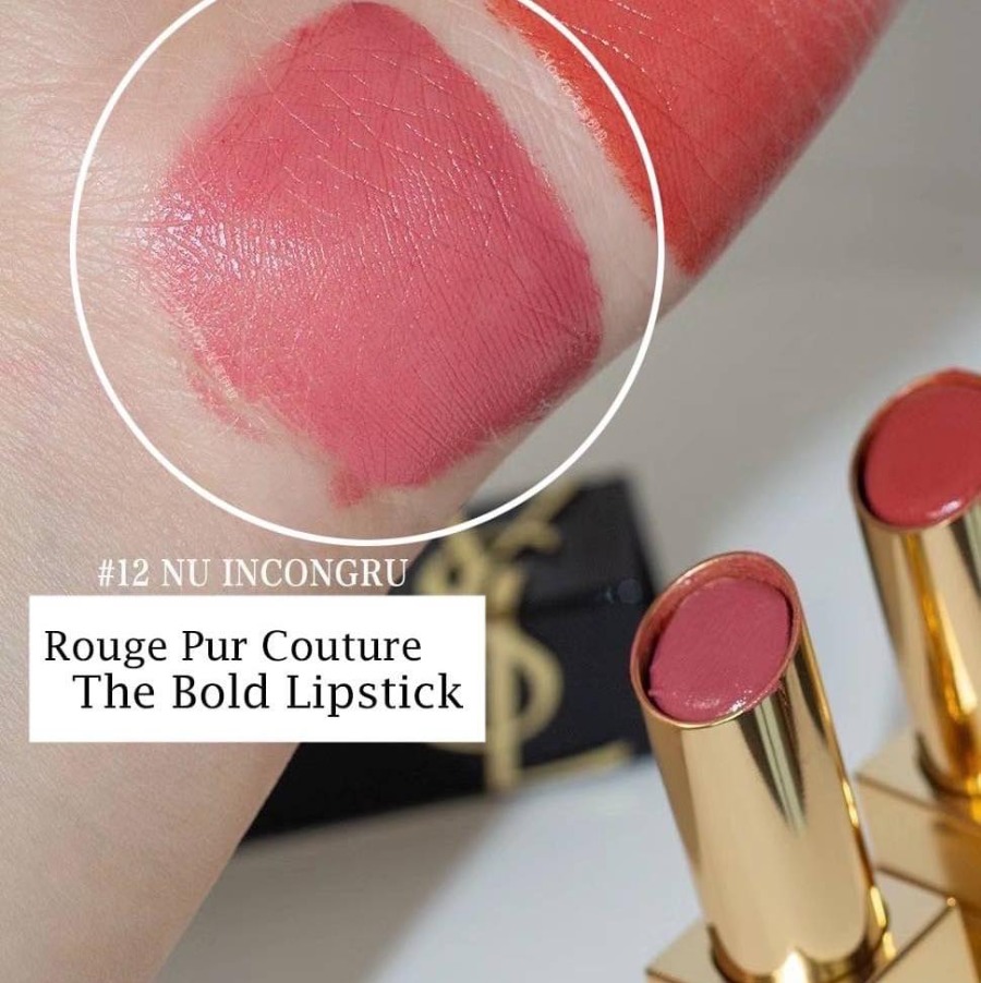 (มีกล่อง) - YSL Rouge Pur Couture The Bold Lipstick 0.8g. #12 NU INCONGRU