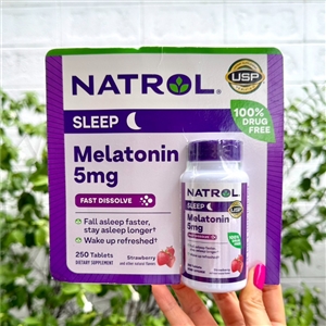 Natrol Melatonin Time Release Fast Dissolve 5mg. (250เม็ด) รส/สตรอเบอร์รี่