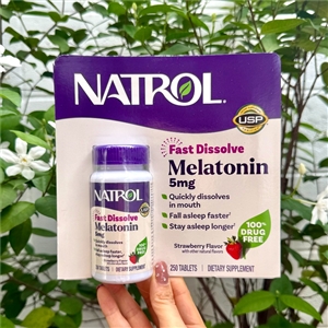 เม็ดอม - Natrol Melatonin Time Release Fast Dissolve 5mg. (250เม็ด) รส/สตรอเบอร์รี่
