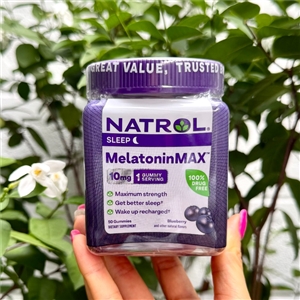 Natrol MelatoninMax Sleep Aid Gummy, 10mg per Gummy, Maximum Strength for Better Sleep, 10mg, 50 Blueberry Flavored Gummies