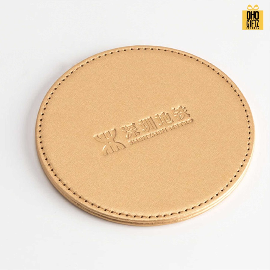 ที่รองแก้วน้ำ PU ทรงกลม สกรีนโลโก้ได้ พิมพ์ภาพได้