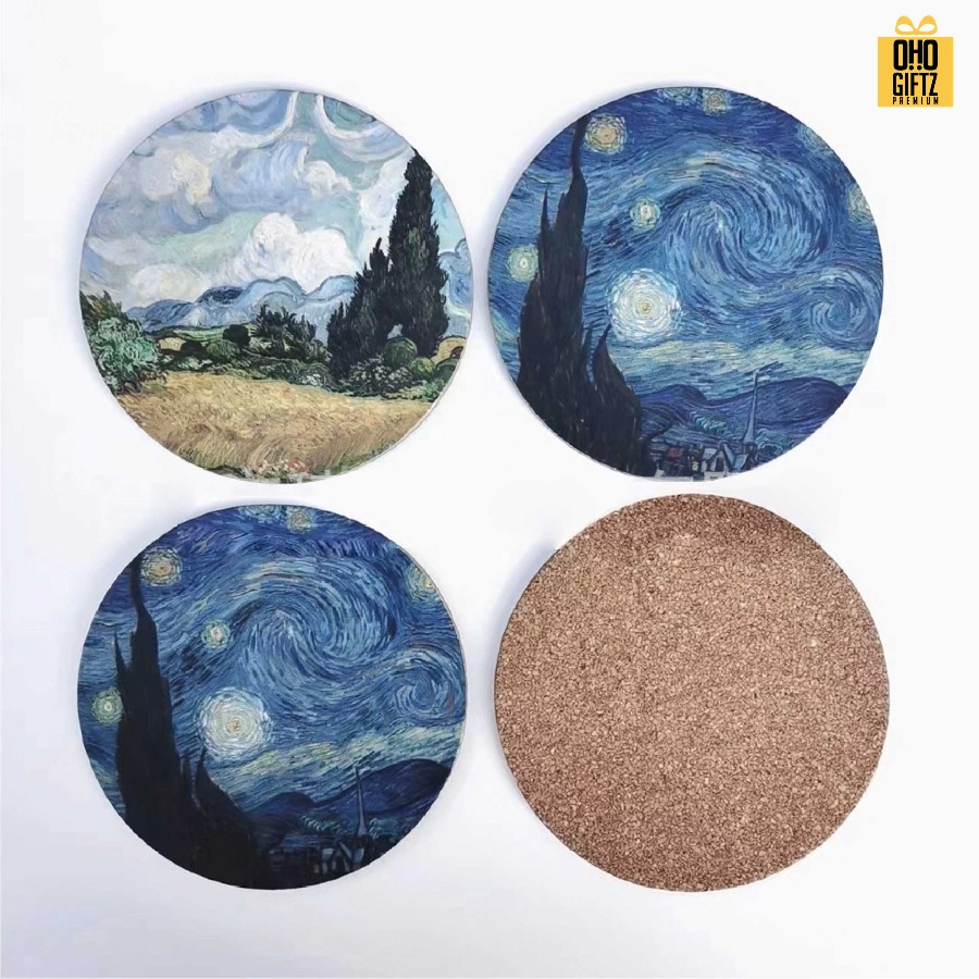 แผ่นรองแก้วน้ำไม้ MDF พิมพ์ไม่จำกัดสี สกรีนโลโก้ได้ พิมพ์ภาพได้