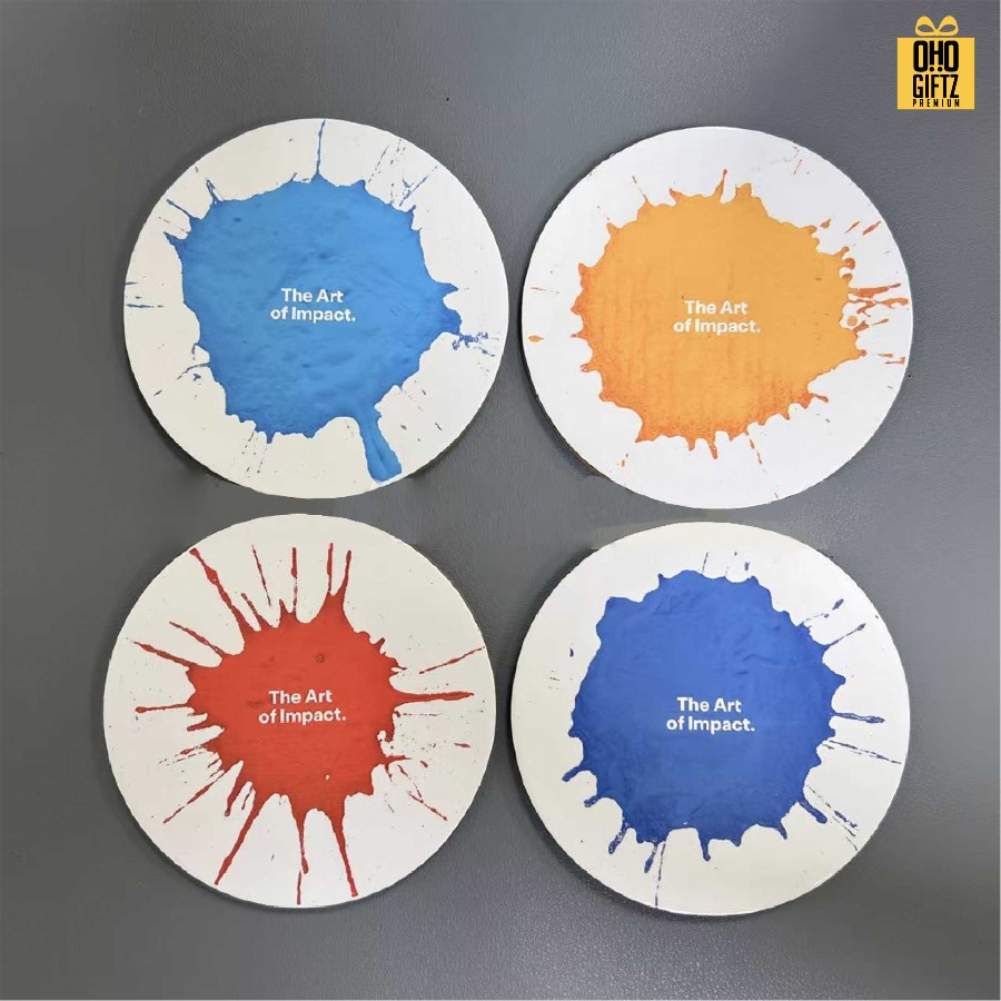 แผ่นรองแก้วน้ำไม้ MDF พิมพ์ไม่จำกัดสี สกรีนโลโก้ได้ พิมพ์ภาพได้