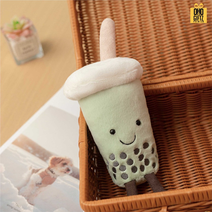 ตุ๊กตาชาเขียวไข่มุก สกรีนโลโก้ ทำเป็นของพรีเมี่ยมได้ 