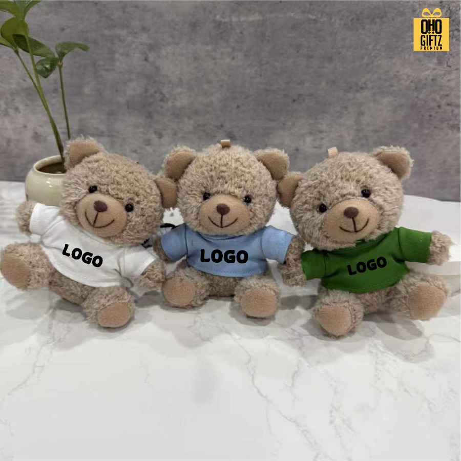 พวงกุญแจตุ๊กตาหมีใส่เสื้อ สกรีนโลโก้ได้ สกรีนโลโก้ ทำเป็นของพรีเมี่ยมได้