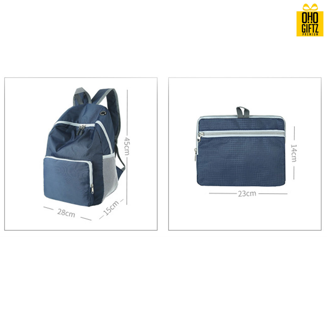 กระเป๋าสะพายหลังพับได้ สกรีนโลโก้ ทำเป็นของพรีเมี่ยม ของที่ระลึก