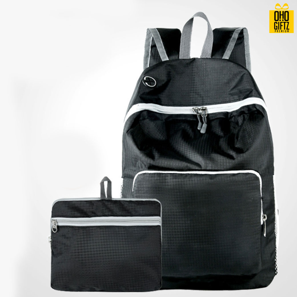 กระเป๋าสะพายหลังพับได้ สกรีนโลโก้ ทำเป็นของพรีเมี่ยม ของที่ระลึก