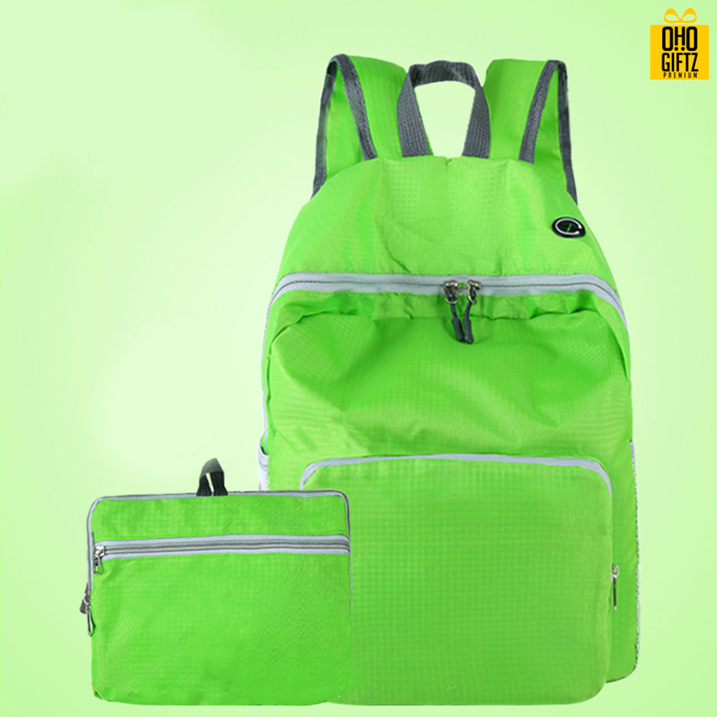 กระเป๋าสะพายหลังพับได้ สกรีนโลโก้ ทำเป็นของพรีเมี่ยม ของที่ระลึก