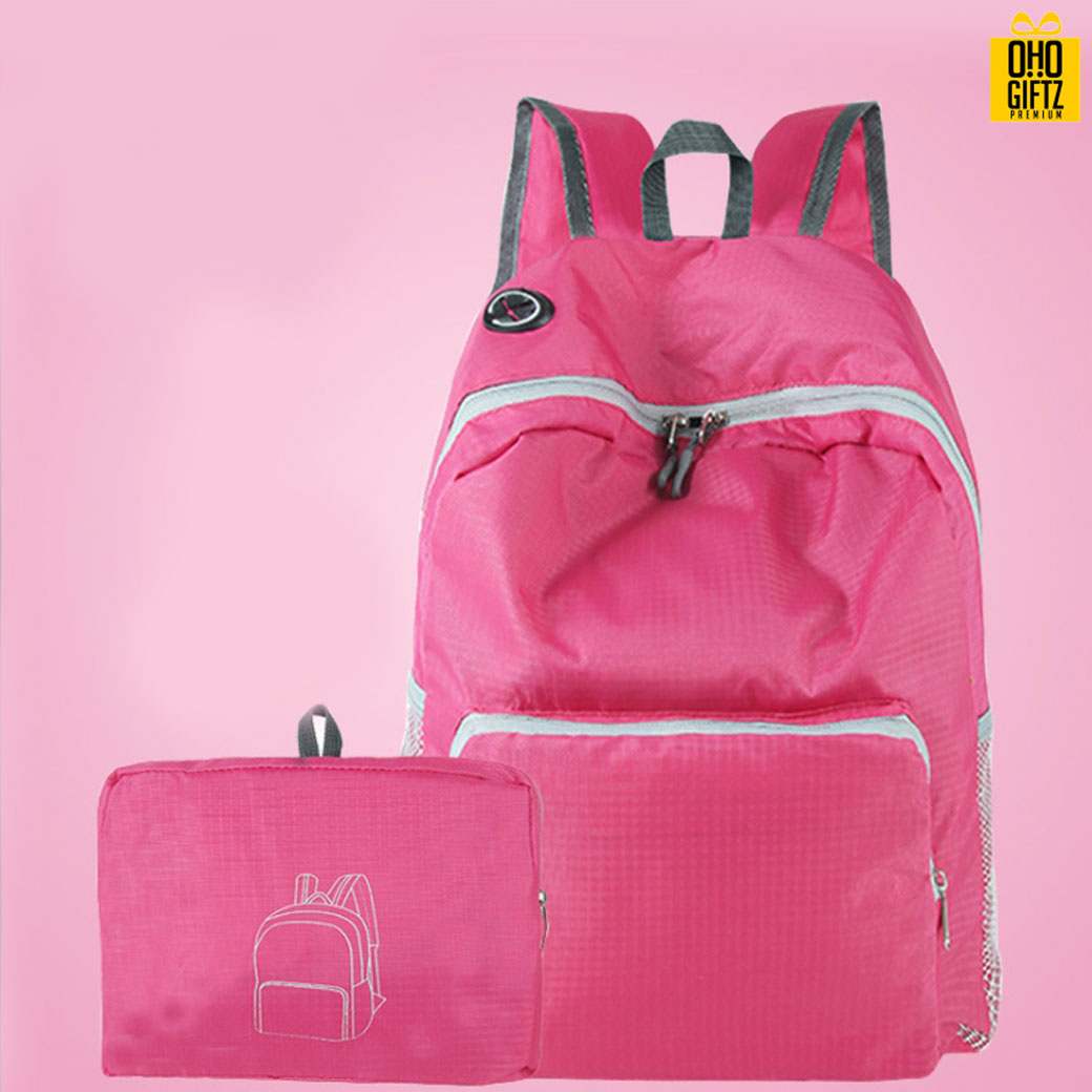 กระเป๋าสะพายหลังพับได้ สกรีนโลโก้ ทำเป็นของพรีเมี่ยม ของที่ระลึก