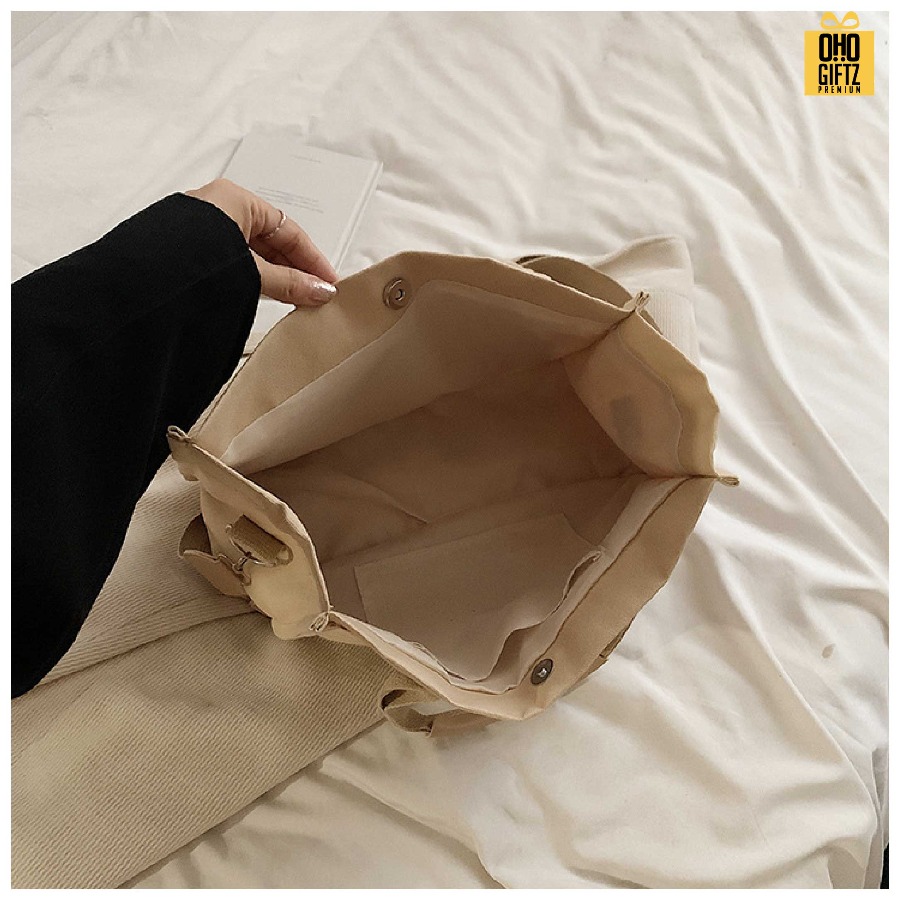 กระเป๋า Tote canvas สไตล์เกาหลี สกรีนโลโก้ ทำเป็นของพรีเมี่ยมได้