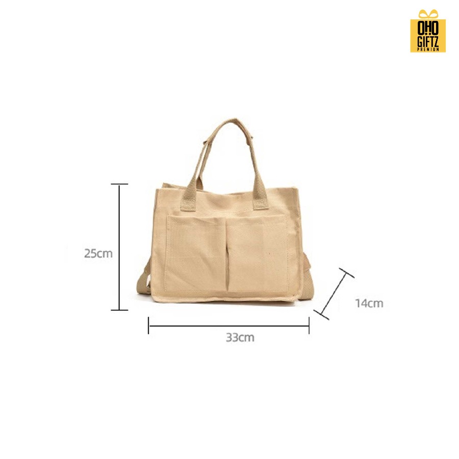 กระเป๋า Tote canvas สไตล์เกาหลี สกรีนโลโก้ ทำเป็นของพรีเมี่ยมได้