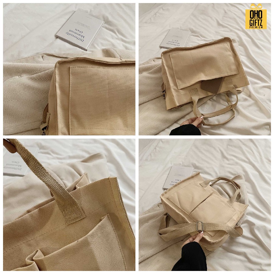 กระเป๋า Tote canvas สไตล์เกาหลี สกรีนโลโก้ ทำเป็นของพรีเมี่ยมได้