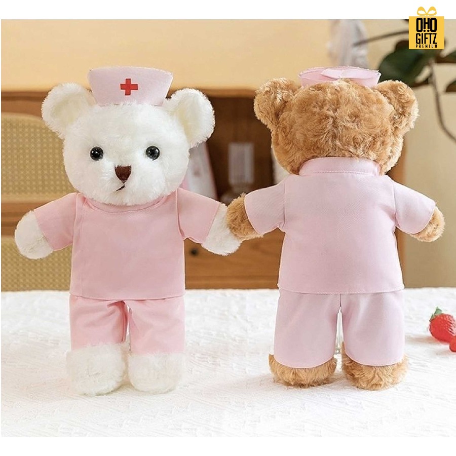 ตุ๊กตาหมีชุดแพทย์ สกรีนโลโก้ ทำเป็นของพรีเมี่ยมได้ 