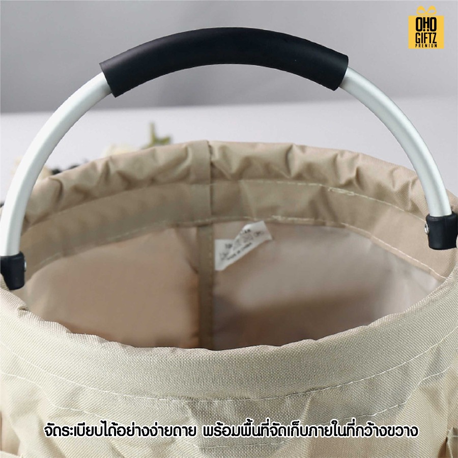 ตะกร้าผ้าเก็บของพับได้ สกรีนโลโก้ ทำเป็นของพรีเมี่ยมได้