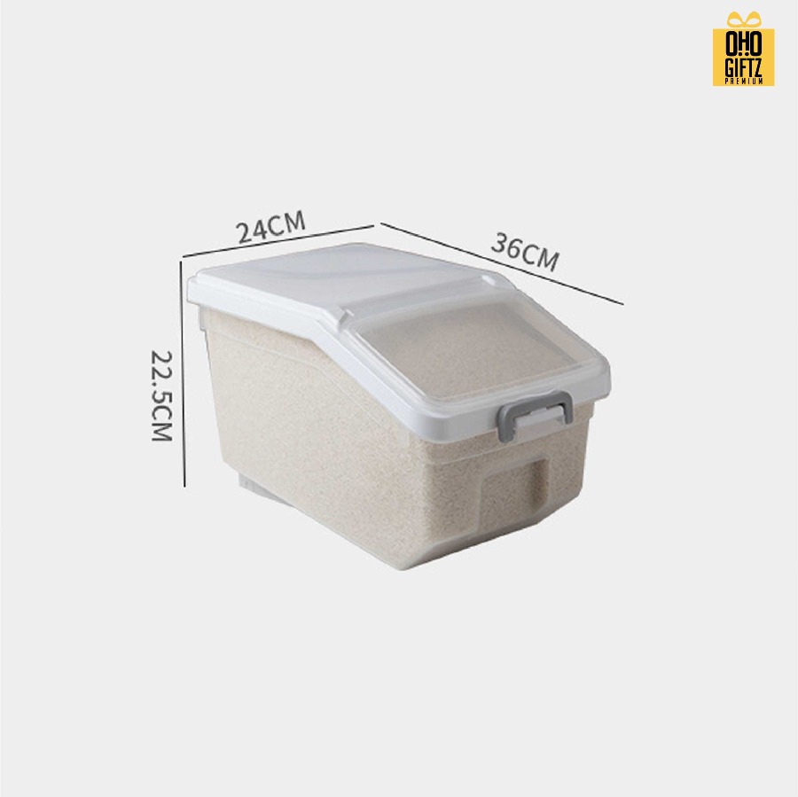 ถังใส่ข้าวสาร สกรีนโลโก้ ทำเป็นของพรีเมี่ยมได้