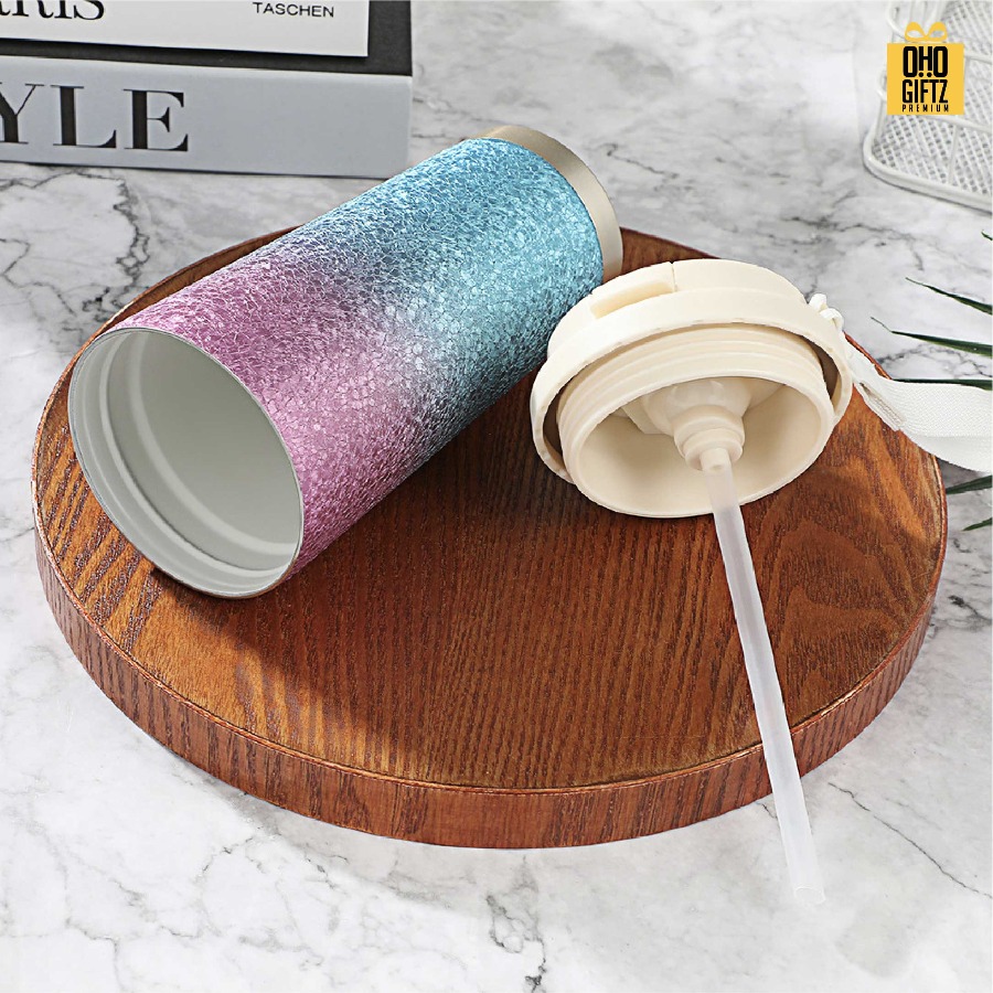 แก้วเก็บความเย็นกากเพชร สกรีนโลโก้ ทำเป็นของพรีเมี่ยมได้