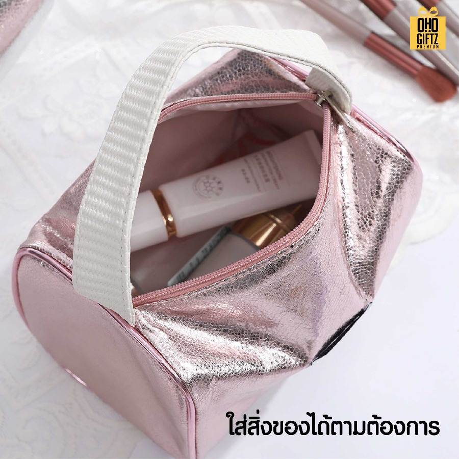 กระเป๋าเครื่องสำอางหนัง PU สกรีนโลโก้ ทำเป็นของพรีเมี่ยมได้