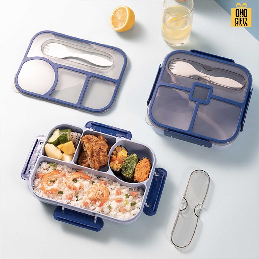 กล่องข้าวพร้อมช้อน ใบใหญ่ สกรีนโลโก้ ทำเป็นของพรีเมี่ยมได้