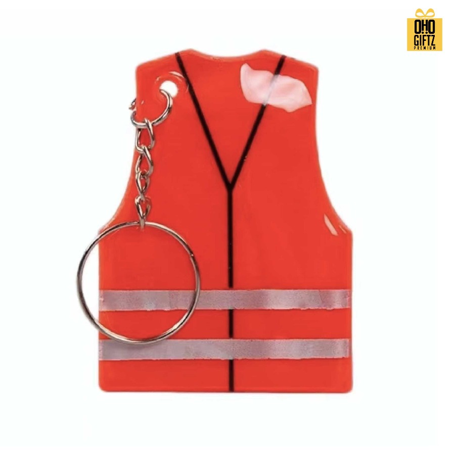 พวงกุญแจเสื้อกั๊กสะท้อนแสง สกรีนโลโก้ ทำเป็นของพรีเมี่ยม ของชำร่วยได้