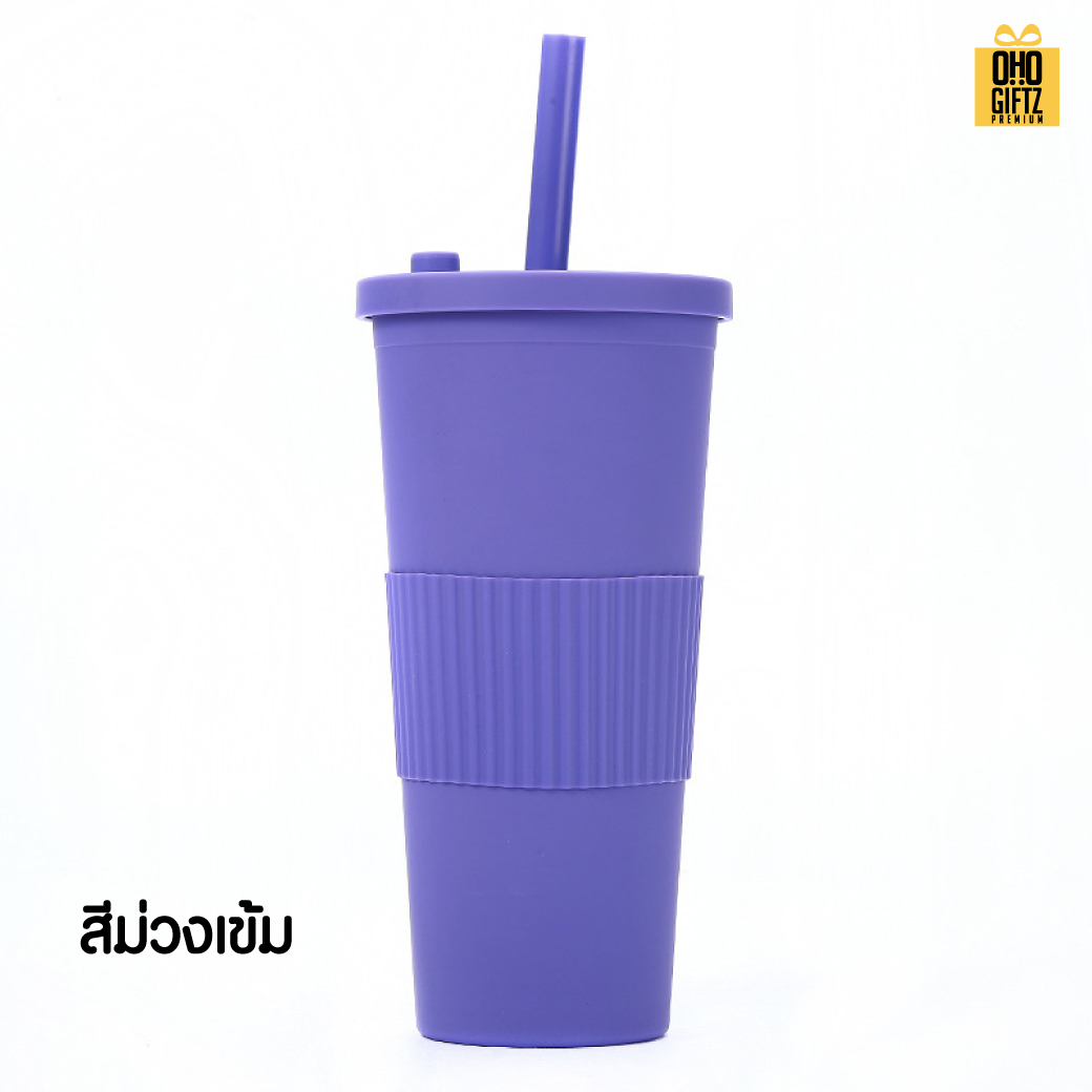 ถ้วยพลาสติก 2 ชั้น พร้อมปลอกซิลิโคน สกรีนโลโก้  ทำเป็นของพรีเมี่ยมได้