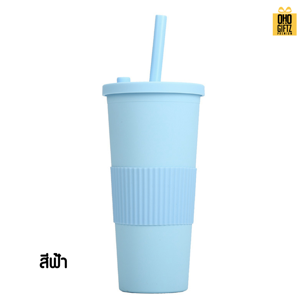 ถ้วยพลาสติก 2 ชั้น พร้อมปลอกซิลิโคน สกรีนโลโก้  ทำเป็นของพรีเมี่ยมได้