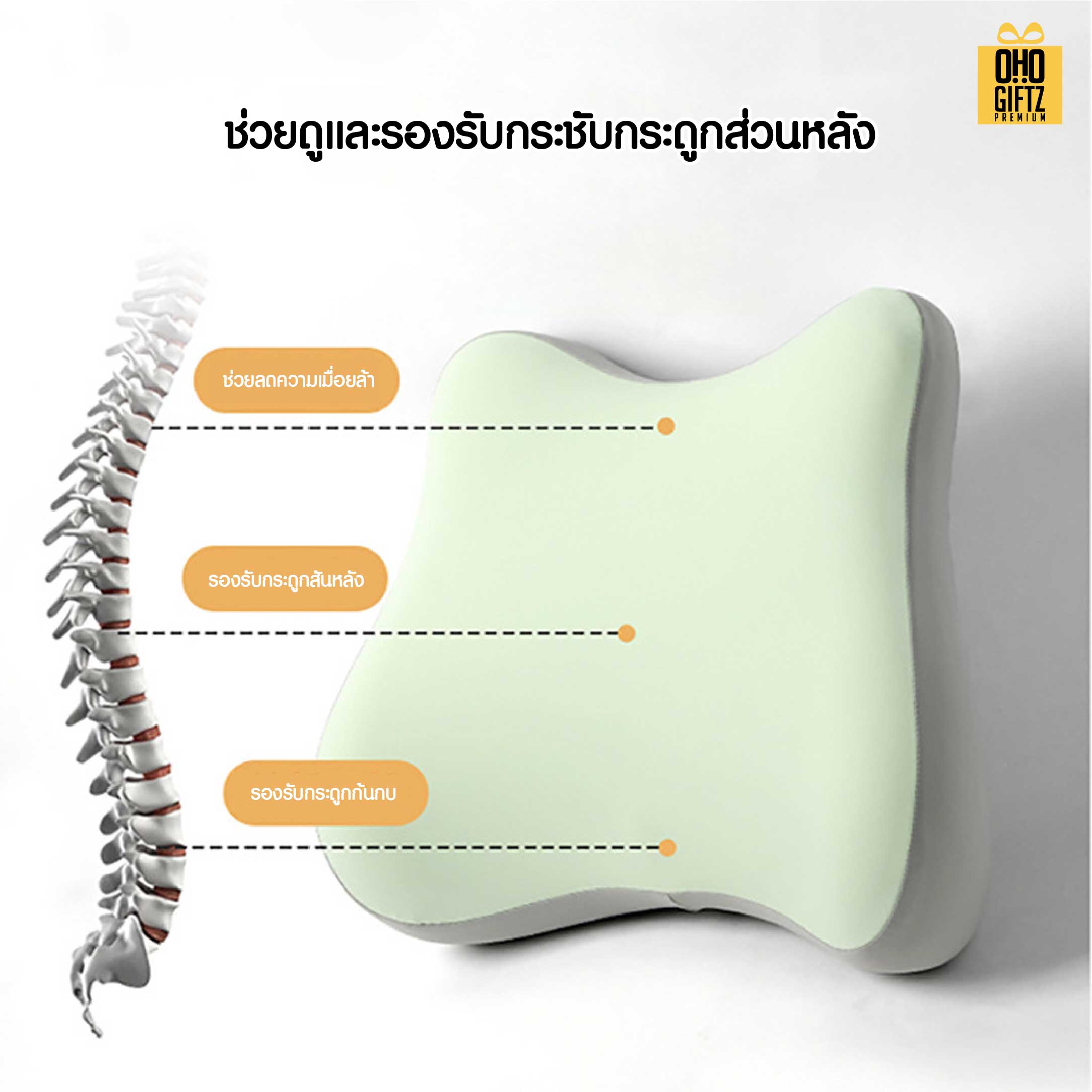 หมอนพิงหลัง Memory Foam สกรีนโลโก้ ทำเป็นของพรีเมี่ยมได้ 