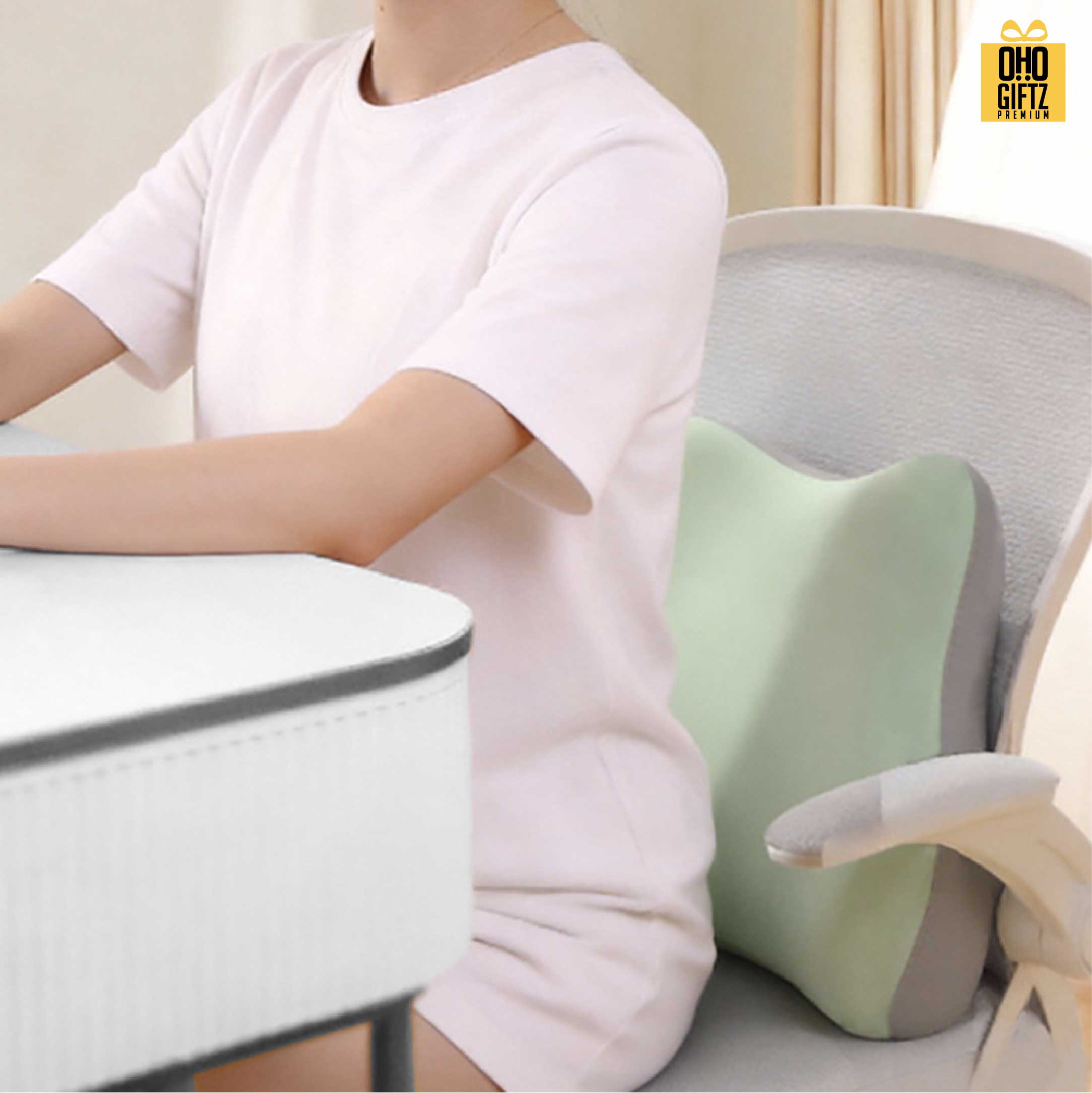 หมอนพิงหลัง Memory Foam สกรีนโลโก้ ทำเป็นของพรีเมี่ยมได้ 