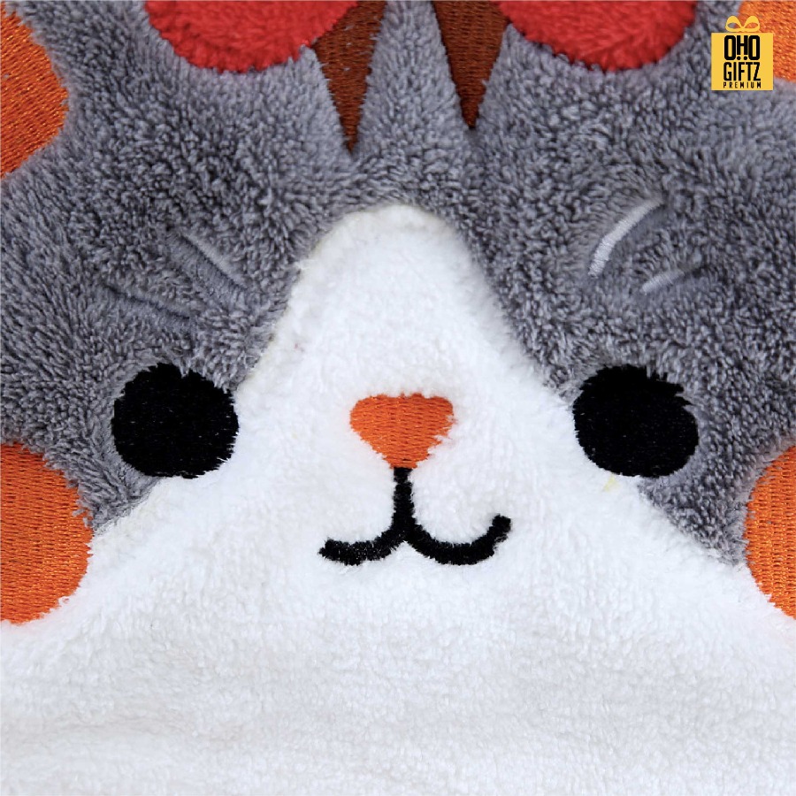 ผ้าเช็ดมือลายน้องแมว สกรีนโลโก้ ติดลาเบล ทำเป็นของพรีเมี่ยมได้